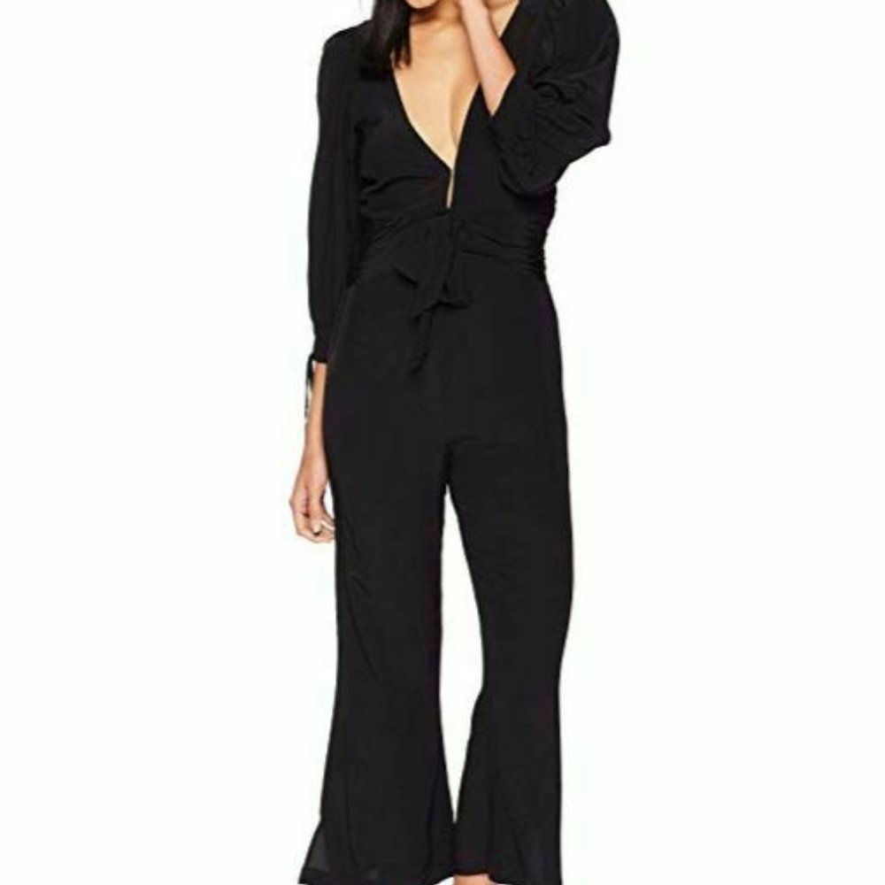 For Love And Lemons Georgi Plunge Jumpsuit Black Size XS NWT - Picture 10 of 14